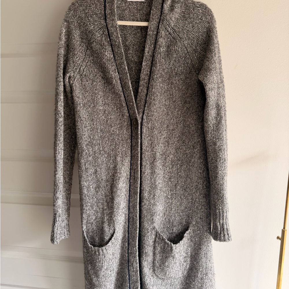Equipment Gray Long Knit Cardigan with Pockets